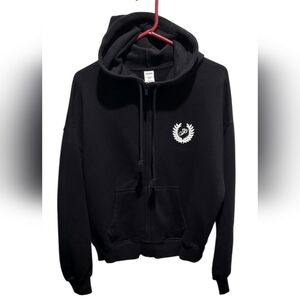 Victoria's Secret Pink Everyday Fleece Relaxed Full Zip Hoodie in Black Size XS